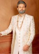 Thread Work Jacket Silk Sherwani For Groom